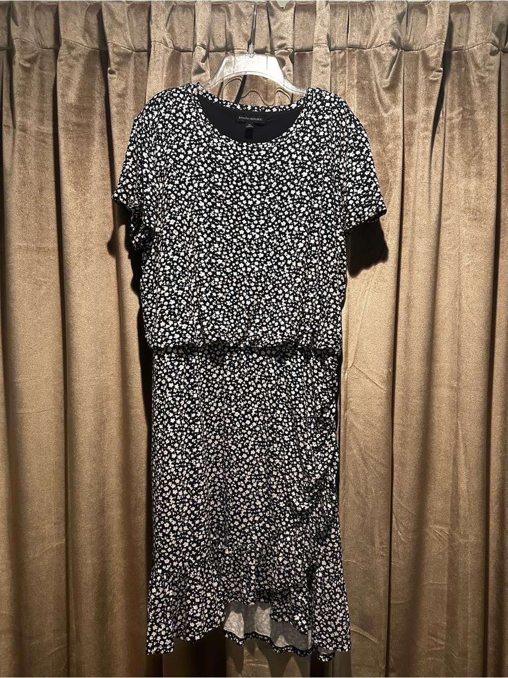 Banana Republic Black and White Floral Midi Dress